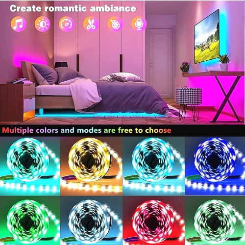 Tenmiro Led Lights for Bedroom 100ft(2 Rolls of 50ft) Smart Music Sync Color Changing LED Strip Lights with App and Remote Control RGB LED Strip, LED