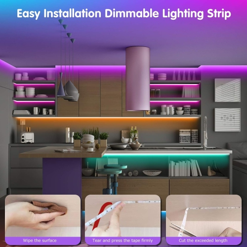 Tenmiro Led Lights for Bedroom 100ft(2 Rolls of 50ft) Smart Music Sync Color Changing LED Strip Lights with App and Remote Control RGB LED Strip, LED