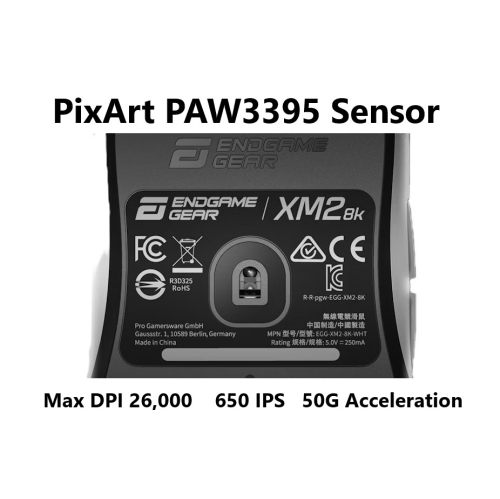 End Game Gear XM2 8k Wired Gaming Mouse - Lightweight 52g, Right-Handed, Swappable Kailh GX Main Button Switches, PixArt PAW3395 Optical Sensor, 26K