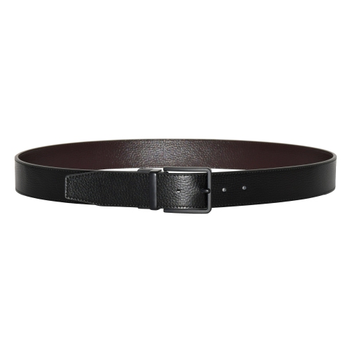 CEINTURE EN CUIR RÉVERSIBLE AVEC QUINCAILLERIE NOIR MAT