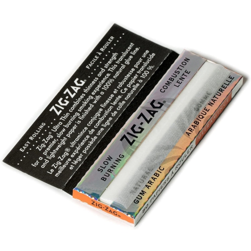Zig-Zag – Papier à roulement lent, boîte de 25 paquets, 50 feuilles par paquet, format de 1¼, rouleau facile, gomme arabique naturelle à 100 %, sans