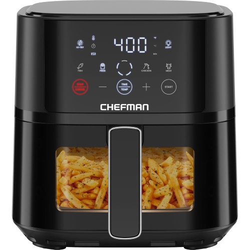 Chefman Turbo Fry Touch 4-Qt Easy-View Air Fryer w/ 4 Cooking Presets and 450F Hi-Fry Button - Black