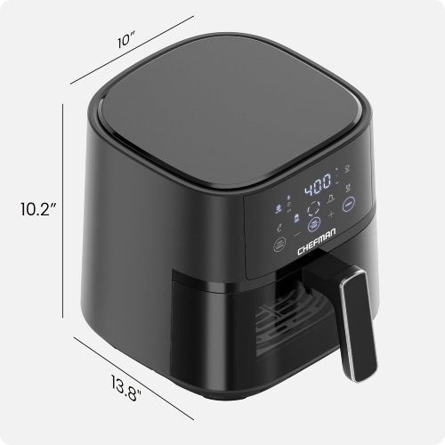 Chefman Turbo Fry Touch 4-Qt Easy-View Air Fryer w/ 4 Cooking Presets and 450F Hi-Fry Button - Black