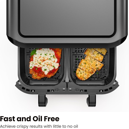 Chefman Dual Basket Digital Air Fryer Oven w/ Easy View Windows, 2 Independent 3 Qt Baskets - Black