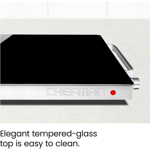 Chefman Compact 15"x12" Glass Top Electric Warming Tray with Adjustable Temperature Control - Stainless Steel