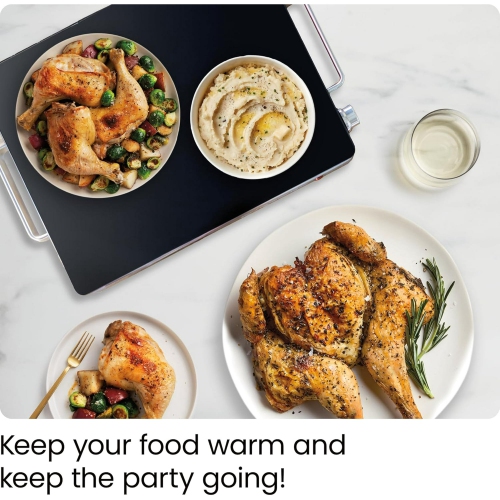 Chefman Compact 15"x12" Glass Top Electric Warming Tray with Adjustable Temperature Control - Stainless Steel