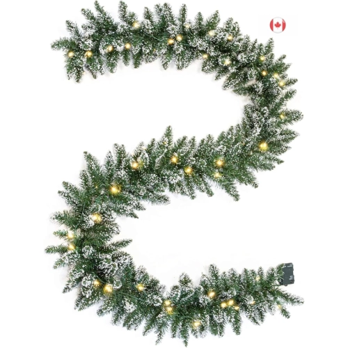 9-Foot Pre-Lit Christmas Garland with 100 LED Lights - Battery Operated Holiday Decoration