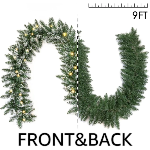 9-Foot Pre-Lit Christmas Garland with 100 LED Lights - Battery Operated Holiday Decoration