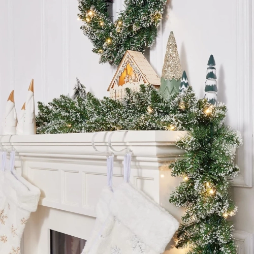 9-Foot Pre-Lit Christmas Garland with 100 LED Lights - Battery Operated Holiday Decoration