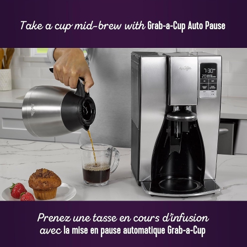 Programmable Coffee Maker with Thermal Carafe, 10-Cup Capacity Coffee Machine in Stainless Steel for Convenient Brewing