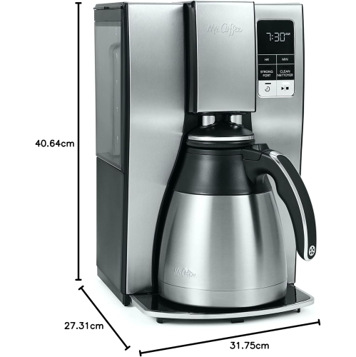 Programmable Coffee Maker with Thermal Carafe, 10-Cup Capacity Coffee Machine in Stainless Steel for Convenient Brewing