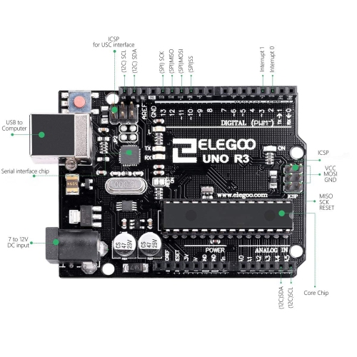 UNO R3 Board ATmega328P with USB Cable for Arduino by ELEGOO.
