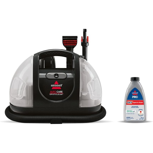 Portable Deep Cleaner for AutoCare with 2-in-1 Crevice Tool for Tight Spaces, SpotClean Model 1400P in Black.