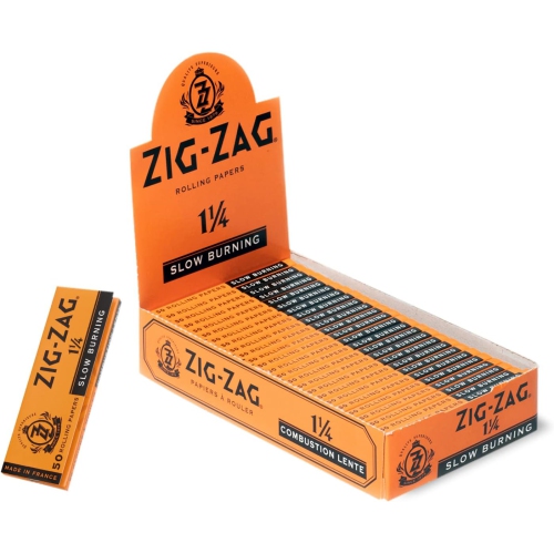 Zig-Zag – Slow Burning Rolling Papers, Carton of 25 packs, 50 Leafs per Pack, 1¼ Size, Easy Rolling, 100% Natural Gum Arabic, No Bleach, Authentic