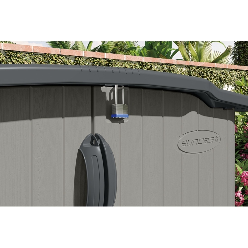 Suncast - 98&nbsp;pi³ de remise horizontale Glidetop - Gris colombe