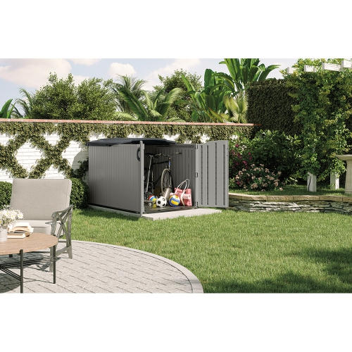 Suncast - 98&nbsp;pi³ de remise horizontale Glidetop - Gris colombe