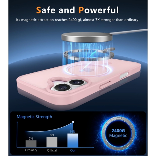 iPhone 16 Plus Case: Magnetic Matte Textured Slim Lightweight Translucent Military Grade Drop Protection Cell Phone Cover - Rugged Durable Shockproof