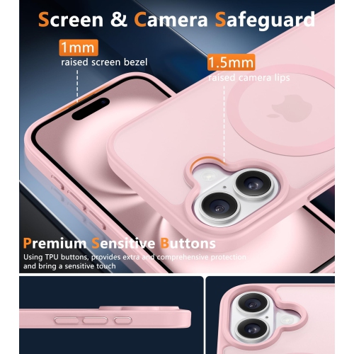 iPhone 16 Plus Case: Magnetic Matte Textured Slim Lightweight Translucent Military Grade Drop Protection Cell Phone Cover - Rugged Durable Shockproof