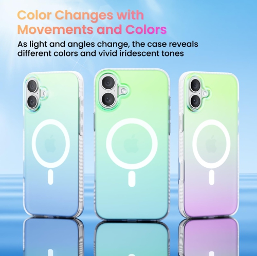 iPhone 16 Plus Compatible with MagSafe,Holographic Iridescent Cover,Shockproof Protective Rainbow Phone Case Magnetic for iPhone 16 Plus 6.7"