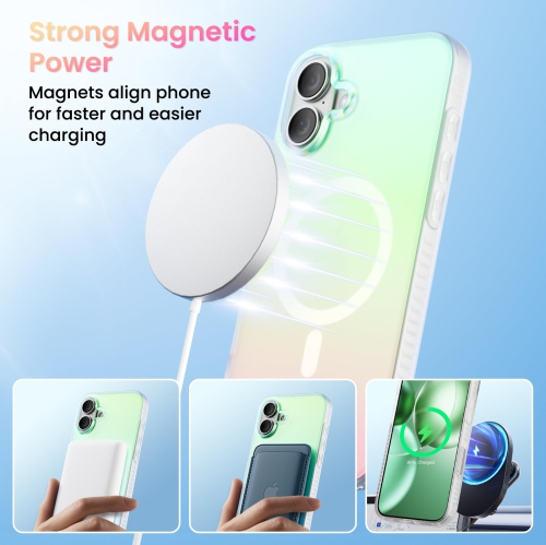 iPhone 16 Plus Compatible with MagSafe,Holographic Iridescent Cover,Shockproof Protective Rainbow Phone Case Magnetic for iPhone 16 Plus 6.7"