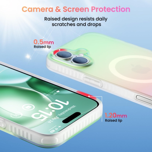 iPhone 16 Plus Compatible with MagSafe,Holographic Iridescent Cover,Shockproof Protective Rainbow Phone Case Magnetic for iPhone 16 Plus 6.7"