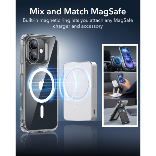 iPhone 16 Plus Case, Compatible with MagSafe, Shockproof Military-Grade Protection, Magnetic Phone Case for iPhone 16 Plus, Classic Hybrid Case,