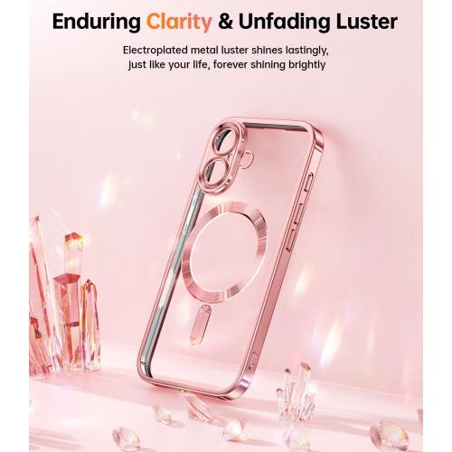 iPhone 16 Plus 6.7’’, 2X Screen Protectors Glitter Card & Wrist Strap MagSafe Compatible Full Camera Protection for iPhone 16 Plus Case, Rose Gold