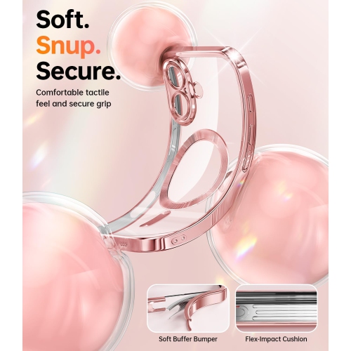 iPhone 16 Plus 6.7’’, 2X Screen Protectors Glitter Card & Wrist Strap MagSafe Compatible Full Camera Protection for iPhone 16 Plus Case, Rose Gold