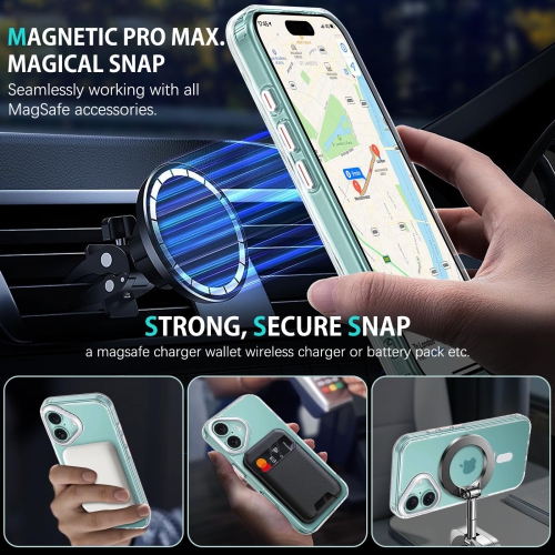 iPhone 16 Plus Case Compatible with MagSafe Crystal Clear Phone Case iPhone 16 Plus with Ring Holder Stand Slim Shockproof Protective Cover for
