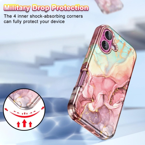 iPhone 16 Plus Case, Military Grade Drop Tested Marble Pattern Design Slim Rugged Shockproof Women Girls Men Protective Anti-Scratch Cover for iPhone