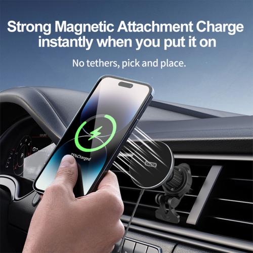 Tecto Magsafe Car Phone Holder - Wireless Charging - Qi2 Certified - 15W Fast Charging - USB-C - Powerful Suction - 360 Rotation