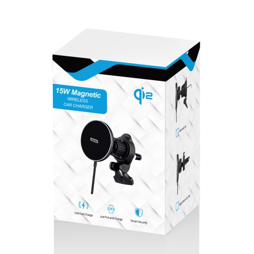 Tecto Magsafe Car Phone Holder - Wireless Charging - Qi2 Certified - 15W Fast Charging - USB-C - Powerful Suction - 360 Rotation