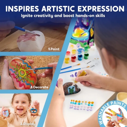 Glow in The Dark Rock Painting Kit - Arts & Crafts for Kids Ages 6-12, Perfect Gift for Boys & Girls