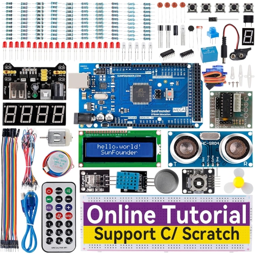 The Most Comprehensive Starter Project Kit, compatible with Arduino IDE, Mega 2560 R3, Mega328, Nano, and Mega2560, includes 42 online tutorials and