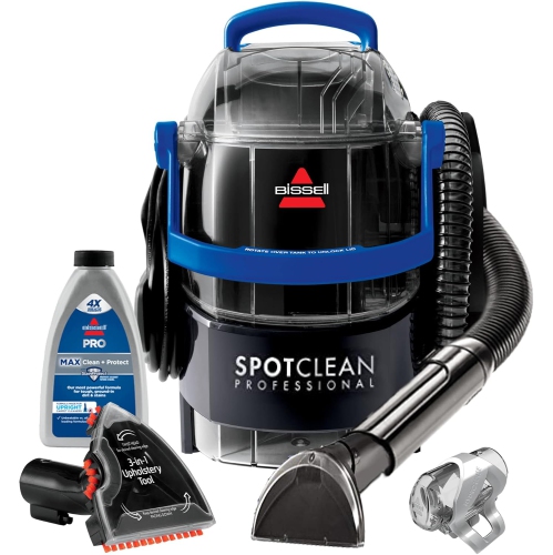 Portable Deep Cleaner for Carpet and Upholstery, Full-Sized 5.9 Amp Motor, 5 ft Hose, 3" Tough Stain Brush, 3-in-1 Stair Tool, and Hydro-Rinse Self-C