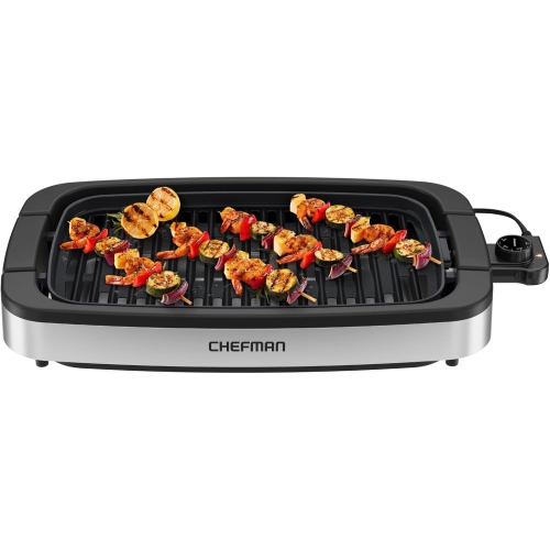 Image 1 of 7.. Chefman Smokeless Indoor Electric Grill, Adjustable Temperature Control, Dishwasher-Safe Parts - Black