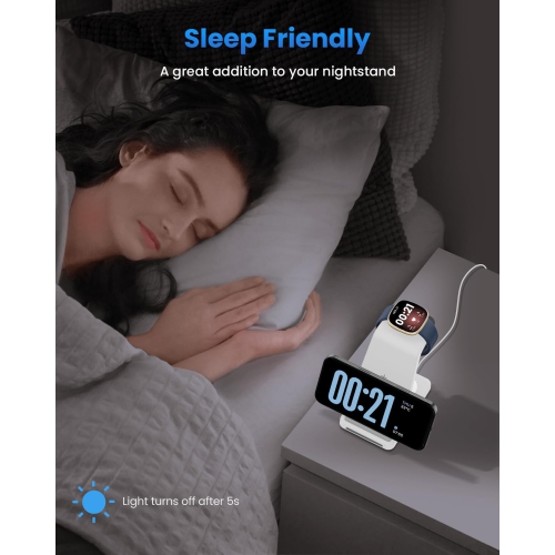 3 in 1 Wireless Charger for Watch, Charging Station for Versa 4/Versa 3/Sense 2/Sense, Phone Charge Dock for iPhone & Google Pixel, Galaxy, Airpods,