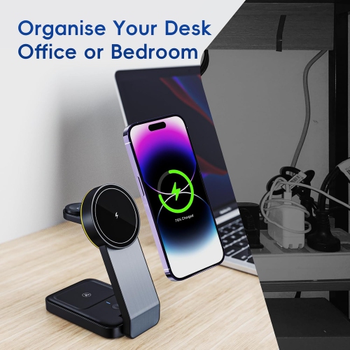 3 in 1 Charging Station for Apple Devices 18W Foldable Charger Stand Magnetic Wireless Charger for iPhone 15 14 13 12 Pro/Pro Max/Plus/Mini,AirPods