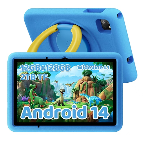 BLACKVIEW  10.1 Inch Kids Tablet Taba6Kids, 2024 Android 14 Tablet, 12(4+8) GB+128GB/tf 2Tb, Android Tablet for Kids With Parental Control, Ikids Play Space/drop-Proof Case, Blue