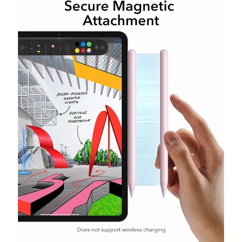 Wireless Charging iPad Pencil for iPad, Tilt Sensitivity and Palm Rejection for iPad Pro 12.9/11, iPad Air 5/4, iPad Mini 6,Standard Charging Pink