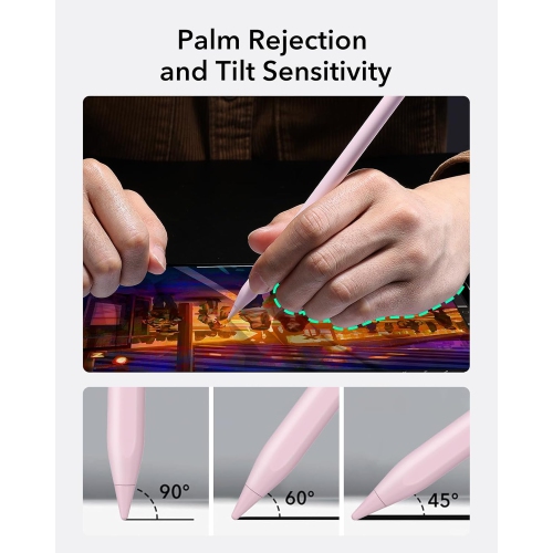 Wireless Charging iPad Pencil for iPad, Tilt Sensitivity and Palm Rejection for iPad Pro 12.9/11, iPad Air 5/4, iPad Mini 6,Standard Charging Pink
