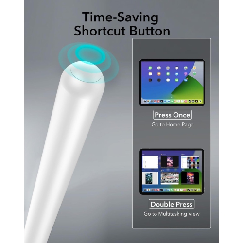 Wireless Charging iPad Pencil for iPad, Tilt Sensitivity and Palm Rejection for iPad Pro 12.9/11, iPad Air 5/4, iPad Mini 6,Wireless Charging White