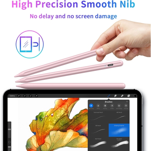 Stylus Pen for Touch Screens, Compatible for Android and iOS Tablet/Phones, Rechargeable Stylus Pencil for Apple/Android/Tablet,Pink