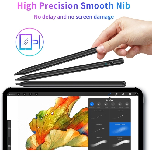 Stylus Pen for Touch Screens, Compatible for Android and iOS Tablet/Phones, Rechargeable Stylus Pencil for Apple/Android/Tablet,Black
