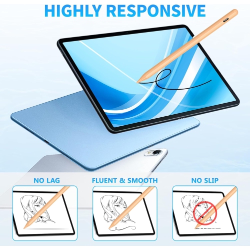 Stylus Pen for Touch Screens, Compatible for Android and iOS Tablet/Phones, Rechargeable Stylus Pencil for Apple/Android/Tablet,Peach Orange