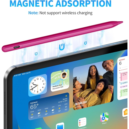 Stylus Pen for Touch Screens, Compatible for Android and iOS Tablet/Phones, Rechargeable Stylus Pencil for Apple/Android/Tablet,Candy Pink