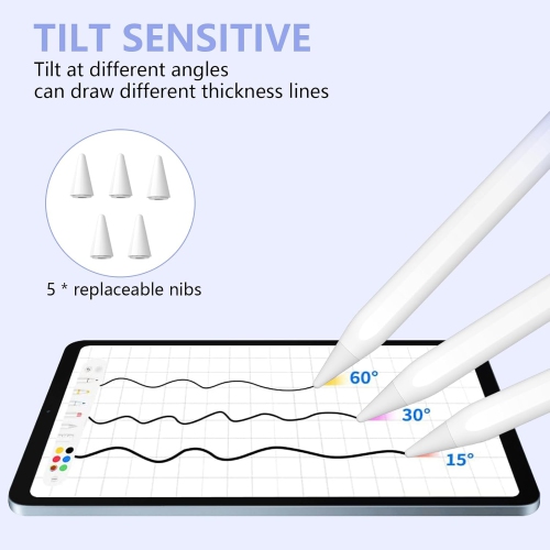 Stylus Pen for iPad, Active Pencil for Apple iPad 10th/9th/8th/7th/6th Generation, iPad Pro 11/12.9 inch, iPad Air 5th/4th/3th Gen, Sky Grey