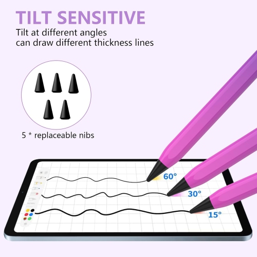 Stylus Pen for iPad, Active Pencil for Apple iPad 10th/9th/8th/7th/6th Generation, iPad Pro 11/12.9 inch, iPad Air 5th/4th/3th Gen, Purple Rose Red