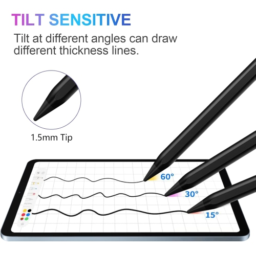 Stylus Pen for iPad, Active Pencil for Apple iPad 10th/9th/8th/7th/6th Generation, iPad Pro 11/12.9 inch, iPad Air 5th/4th/3th Gen, Black