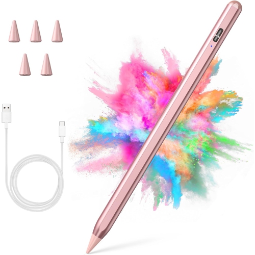 Stylus Pen for iPad, Active Pencil for Apple iPad 10th/9th/8th/7th/6th Generation, iPad Pro 11/12.9 inch, iPad Air 5th/4th/3th Gen, Rose Gold